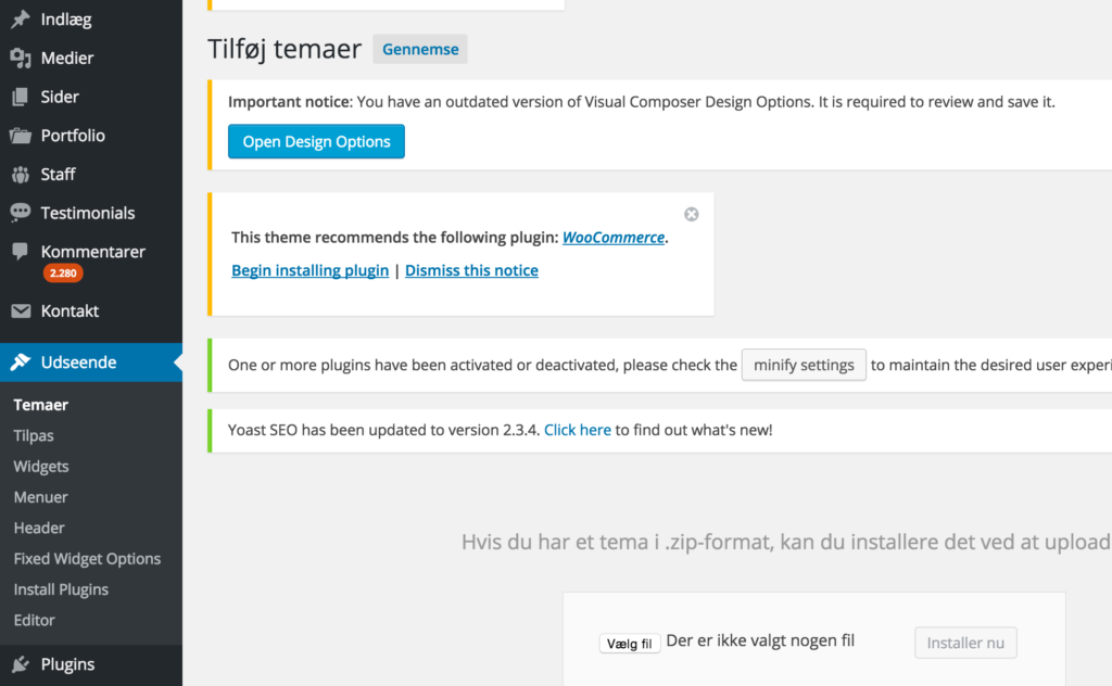 Tilføj WordPress Theme