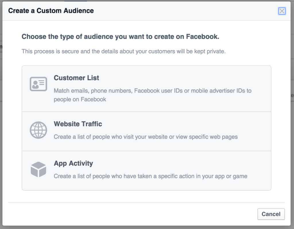 Custom Audience via Facebook Annoncering