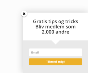 Popup til e-mail markedsføring