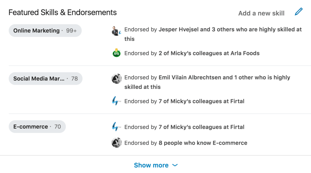 Eksempel på LinkedIn
