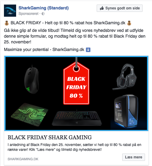 Facebook Lead Annonce for SharkGaming
